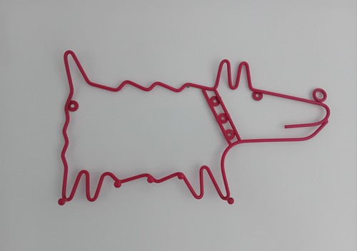 1990s ikea red metal dog - 1990s,