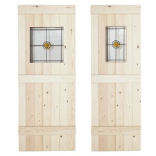 V GROOVE  BUTTERMERE GLAZED PINE LEDGED DOORS - PINE - GLASS