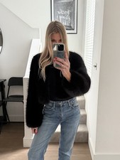 Mango Black Faux Fur Cropped