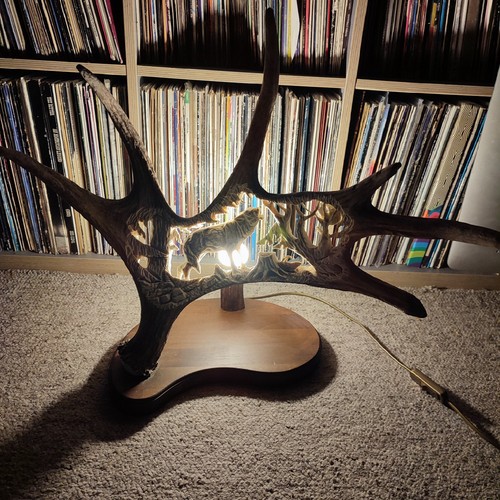 Hand made lamp from moose - hand,