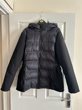 Michael Kors Black Puffer Jacket/Winter Coat Large Hood Pockets Zip Logo Warm