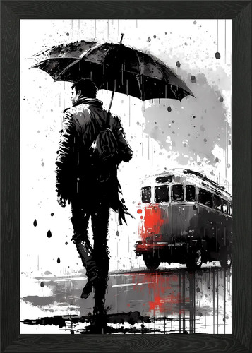 Dreary bus stop painting - dreary,