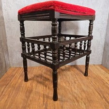 Ebonised Mahogany Aesthetic Movement Bedroom or Piano Music Stool.