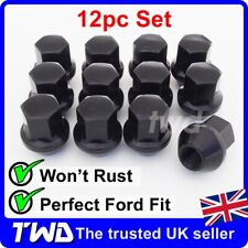 12x BLACK WHEEL NUTS - FORD FIESTA ALLOY MK4 MK5 MK6 MK7 MK8 (M12x1.5) BOLT -12B