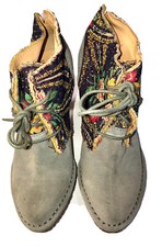 Terra Plana Vegan Anthropologie Boho Multicolor Suede Fabric Heel Booties 6-6.5