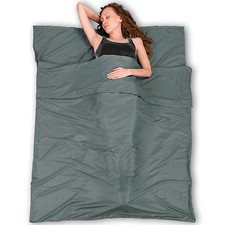 Inner Liner For Double Sleeping Bag + Drawstring Bag Anti Allergy Grey Polyester