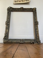 Gilt Mirror/Picture Frame, Antique Venetian Carved Wood Unrestored Interiors