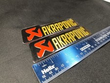 2 x Large AKRAPOVIC Aluminium Motorbike Exhaust Sticker, 14.5x4cm. Free Delivery