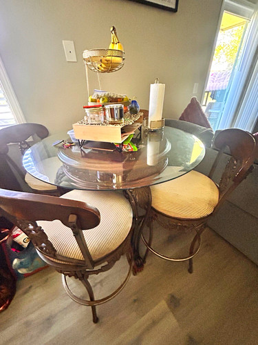 Piece round glass top - glass-top, dining