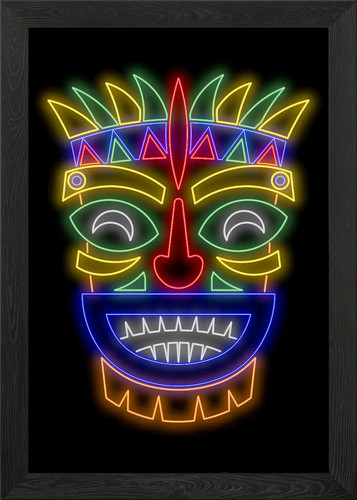 Tiki mask framed wall art - 03,