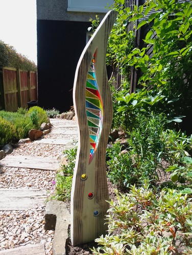 Stained glass garden sculpture - stained,