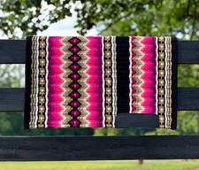 Pinkish Color Woolen Western Woolen Blanket Horse Design Handmade Saddle Blanket