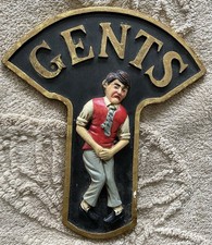 Gents  Toilet Door /Wall Sign 13” Vintage Hanging Signs Bathroom Door WC Funny 