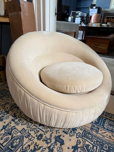 Abel beige velvet round tub - beige,