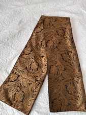 Barry.Wang Silk Mens Scarf Floral Paisley Casual Formal Gold And Brown 148cm UK