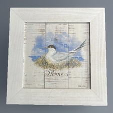 Framed Seagull Print-Tern-Sea Bird Art-Wooden Board Effect-Seaside Theme Decor