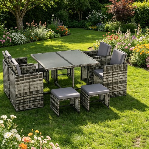 Rattan garden furniture cube - garden,