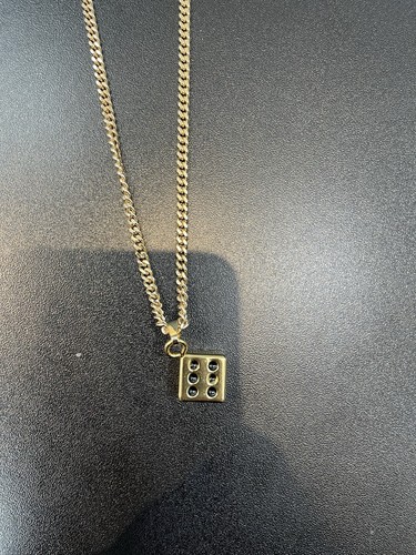 Gold tone dice pendant - tone,