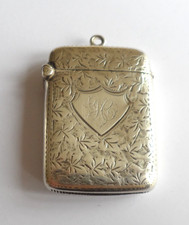 Antique Edwardian silver vesta case with foliate engraving. Birmingham 1902.