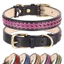 Braided leather pet dog - pet, collar