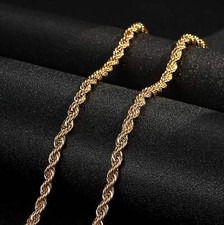 Gold Filled | 5mm Rope Chain Necklace | 24" Long Durable Twisted Links For Men