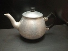 Vintage Teapot Swan Brand The Carlton Hammered Aluminum 2 Cup  Bakelite England