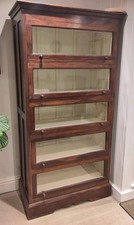 Vintage Glazed Wooden Barrister's Bookcase Apothecary Cabinet Indian Sheesham