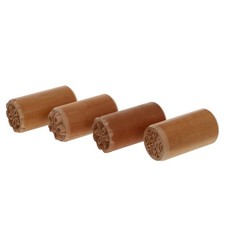 4pcs Wooden Moon Cake Baking Stampers Baking Molds Supply (Wood Color)