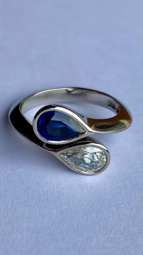 Diamond sapphire engagement - diamond, &