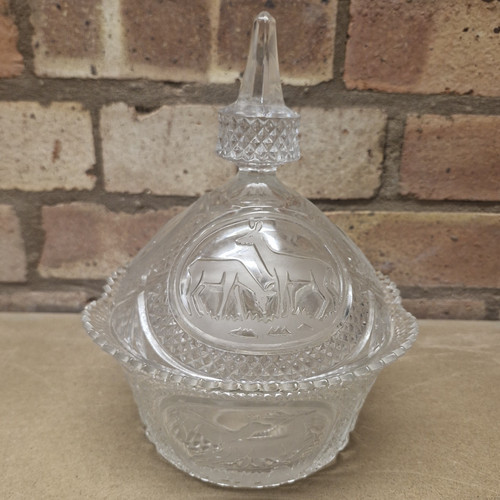 Vintage glass deer design - glass,