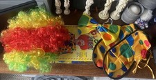 Halloween Deluxe Clown Waistcoat, Bow Tie, Shoes & Rainbow Wig