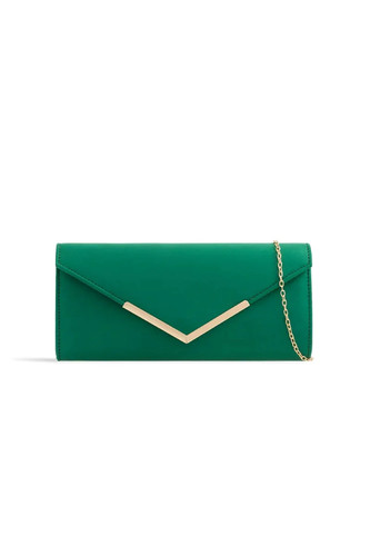 Green suede envelope clutch - suede,