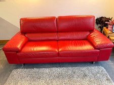 Red Real Leather Sofa and