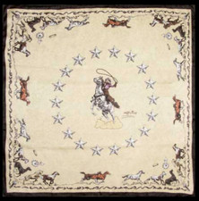 Wyoming Traders Wild Rag Cowboy Mustang Ivory Silk Scarf - 34.5"