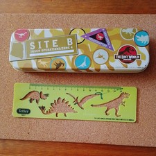Vintage Lost World Jurassic Park Tin Pencil Case Tetley  Embossed With Stencil