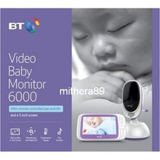 BT 6000 Digital VIDEO BABY MONITOR 5" COLOUR Screen ZOOM PAN TILT Camera Cam VGC