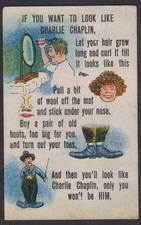 1916  POSTCARD 'HOW TO LOOK LIKE CHARLIE CHAPLIN' COMIC ILLUSTRATION