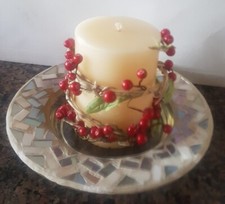 Yankee Candle Large Jar Candle Tray ~ mother of pearl & mirrored glass mosaic  