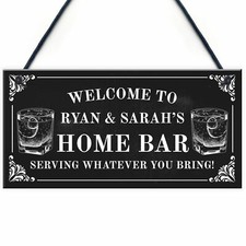Personalised Home Bar Sign Shabby Chic Bar Pub Plaque Man Cave Sign Alcohol Gift