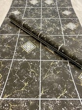 Black/Gold MarbleE ffect Tile Patterned Glitter Wallpaper LAST TWO ROLLS 