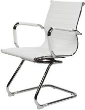 Office Boardroom Cantilever Desk Chrome Frame Finish with PU Leather Black