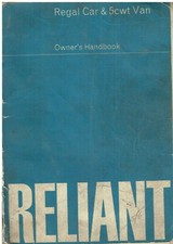 RELIANT REGAL 3/25 SALOON & 5 cwt VAN 1962-68 ORIG. OWNERS INSTRUCTION HANDBOOK