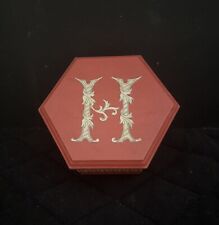 Small Gift Letter H Wooden Hexagonal Box  Personalised H in Burnt Sienna