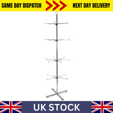 24 Hook Floor Stand 4 Rotating Tiers in Chrome Retail Shop Display (J11/6)