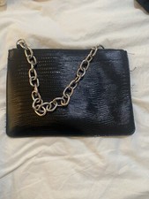 Primark Black Sparkly Clutch Bag With Chain Strap