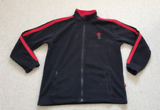 Mens Official WRU Welsh Cymru Black & Red Stripe Full Zip Wales Rugby Top Fleece