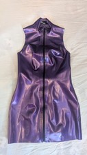 Womens Purple Front Zip Dress Size S