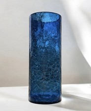 9” Cobalt Blue Crackle Glass