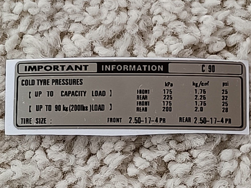 Honda c90 tyre information - honda,