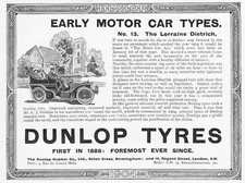DUNLOP TYRES Early Motor Cars